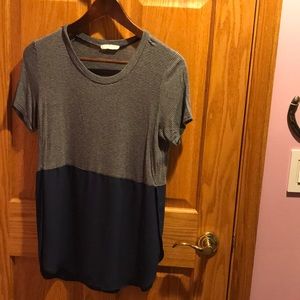 LUSH 2 tone cotton and sheer side split shirt